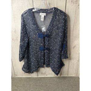 Drapers & Damons Navy & White Open Weave Cardigan Jacket Size Medium